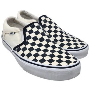Vans Asher Checkerboard Black & Cream Slip-On Sneakers Mens Size 8 Grunge Skater